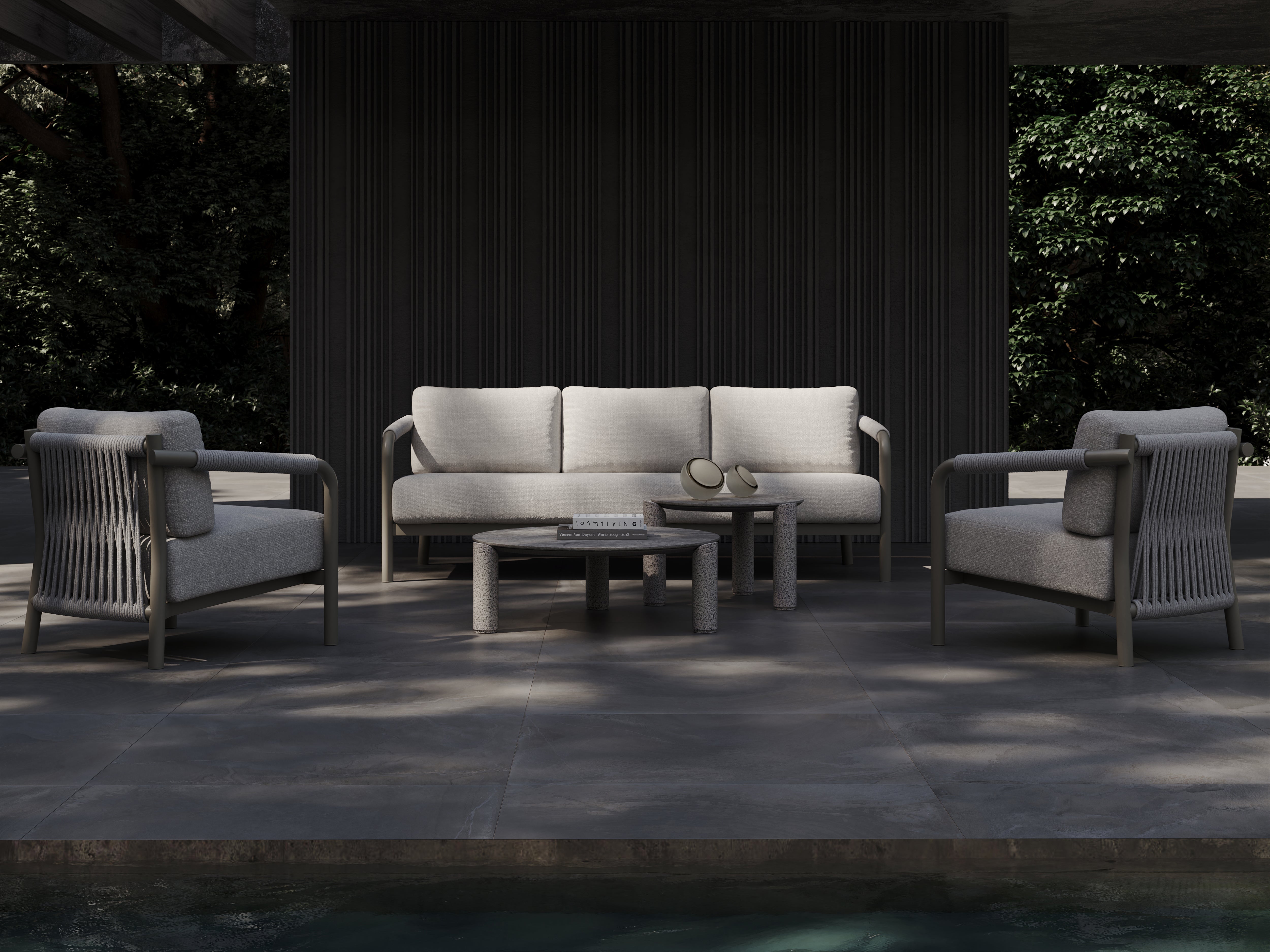 Stolik kawowy outdoor LORVAIN-silver L