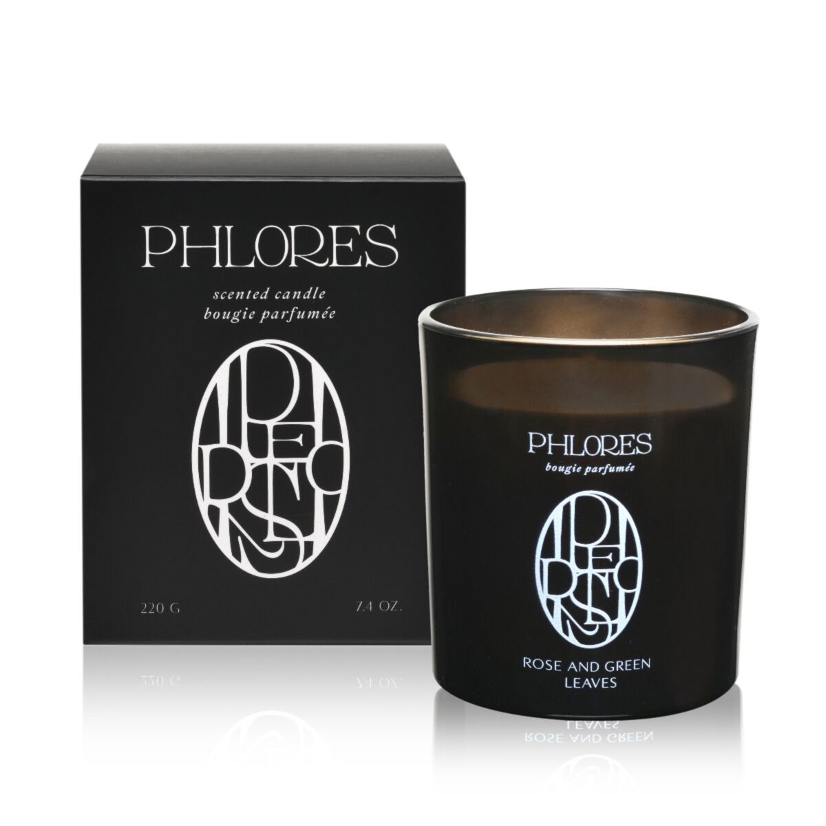 ŚWIECA ZAPACHOWA PHLORES ROSE AND GREEN LEAVES 220g