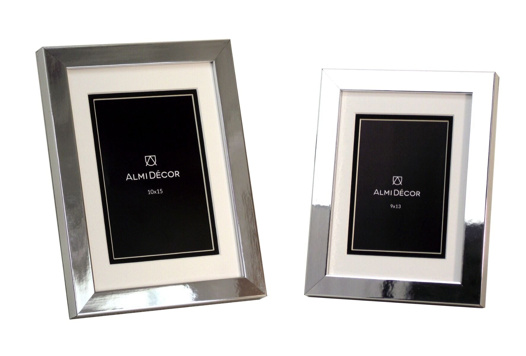 Ramka AlmiDecor 10x15 cm srebrna białe passe-partout