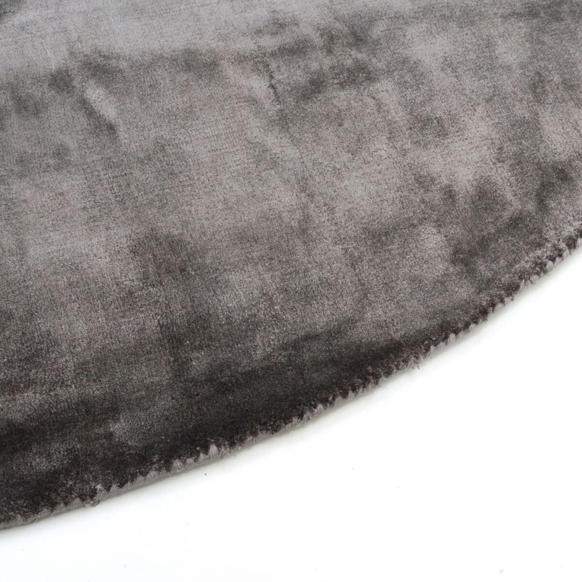 Hand-woven round rug, gray frame, Aracelis