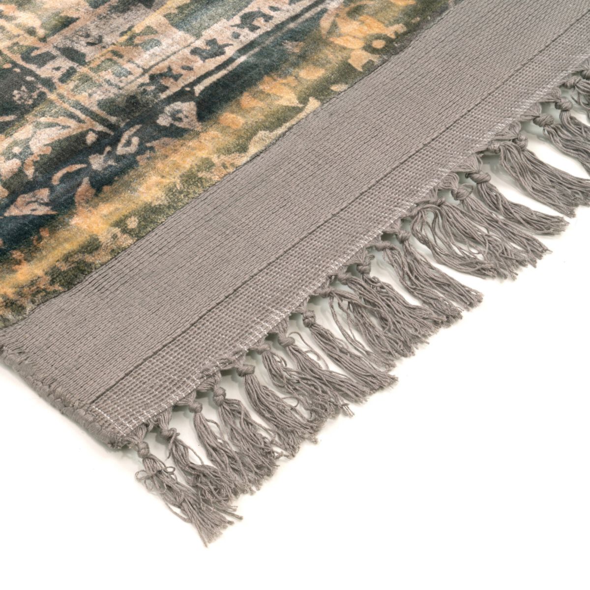 Blush green patterned hand-woven rug