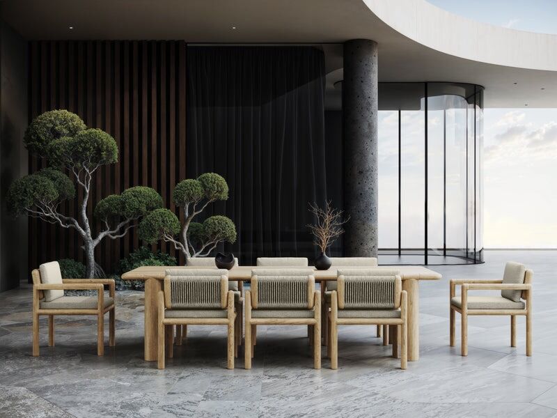 Krzesło outdoor Caleo-natural z podłokietnikiem