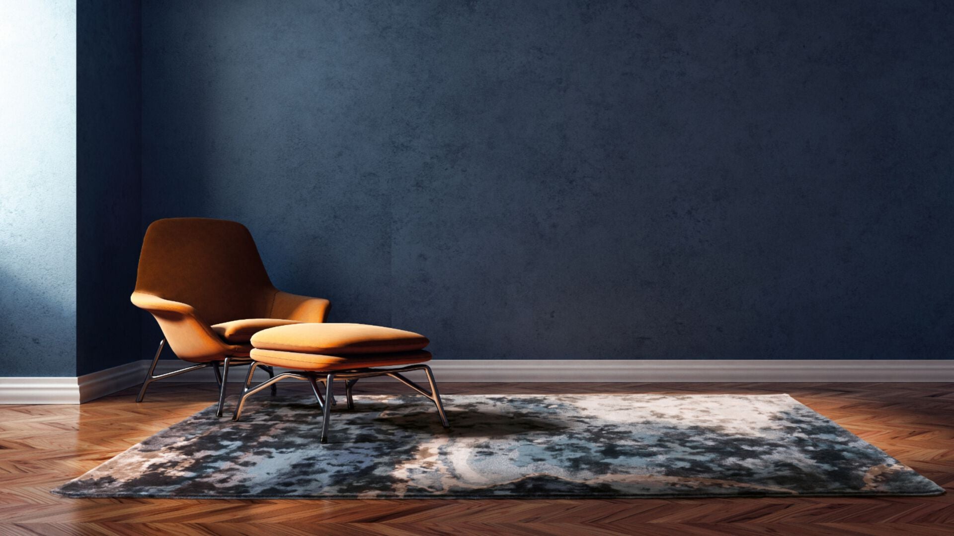 Escape Blue Hand-Knotted Rug