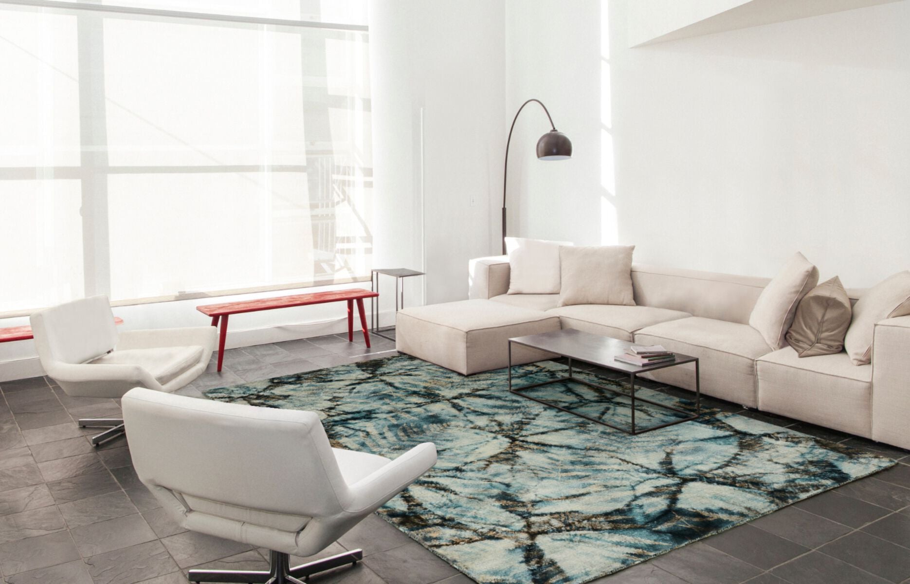 Ferno Aqua Gold Hand-Knotted Rug