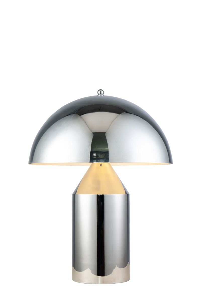 Metalowa lampa stołowa w chromowanym wykończeniu
