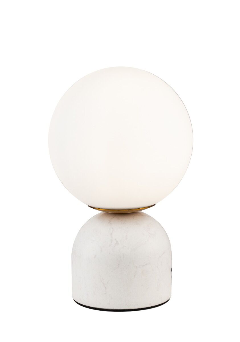 Elegancka lampa Callas w nowoczesnym stylu, z kulistym kloszem i marmurową bazą