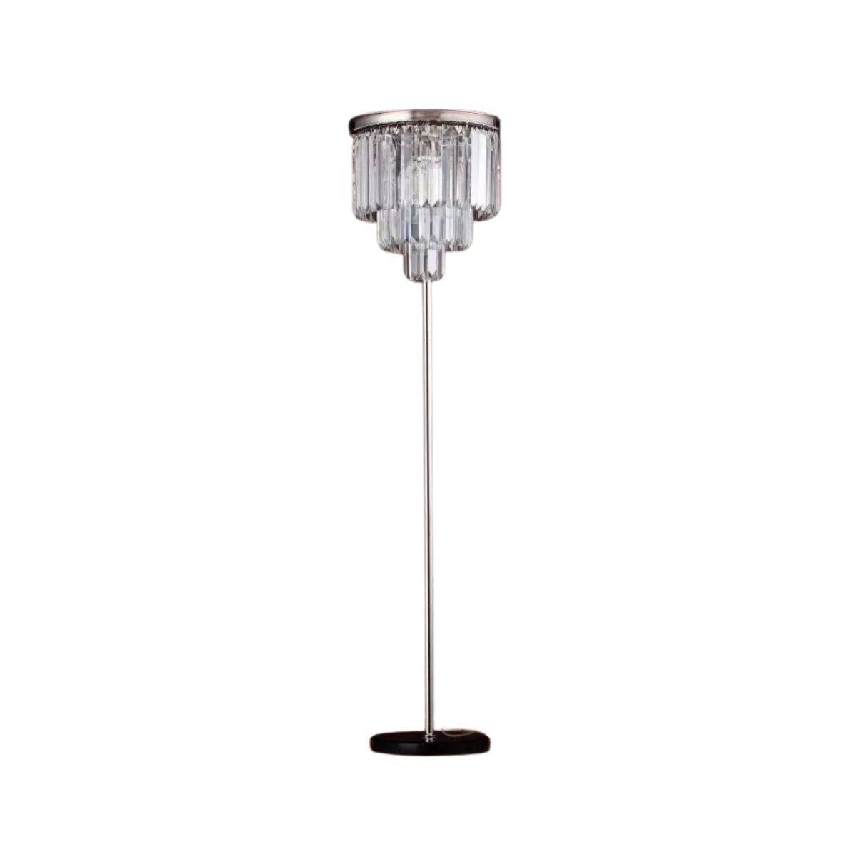 Lampa podlogowa Odeon czarna z podłużnymi kryształami w stylu glamour