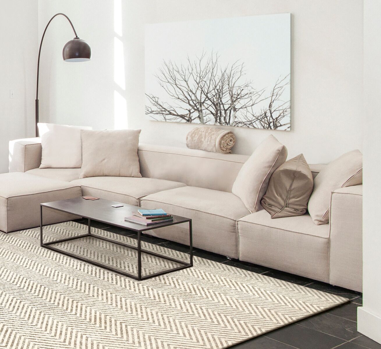 Luno easy-cleaning rug beige small zigzag