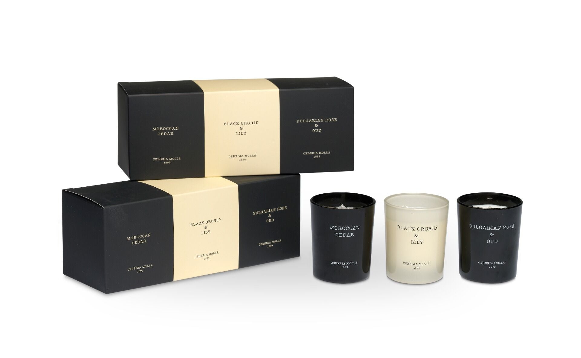 SET OF 3 SMALL CANDLES 70g BULGARIAN ROSE&OUD, BLACK ORCHID&LILY, MOROCCAN CEDAR
