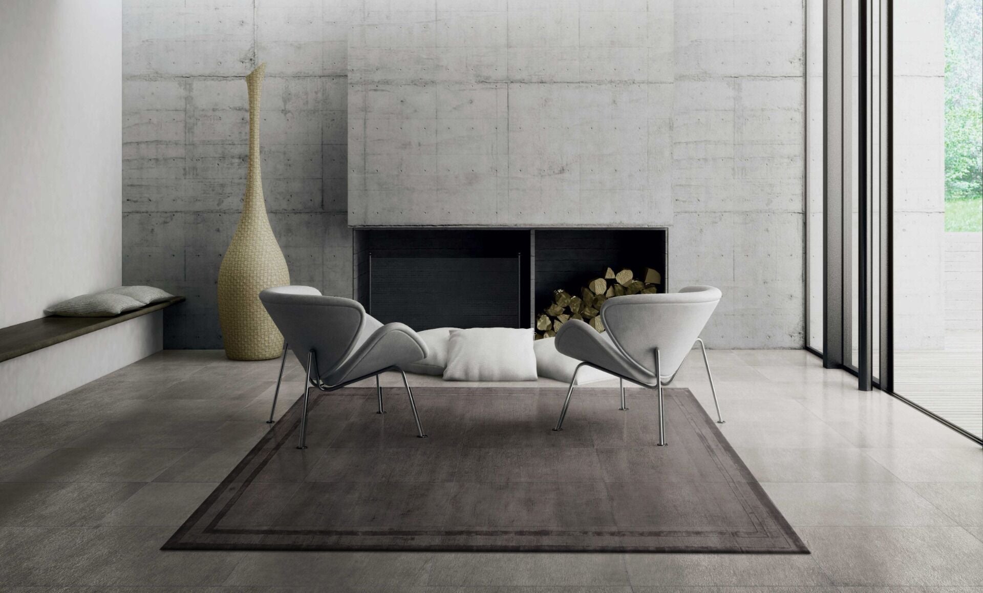 Hand-woven Frame Steel Grey rug