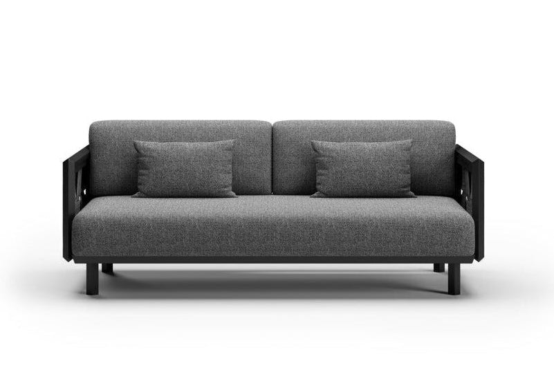 Sofa ogrodowa z technorattanu i aluminium widok z przodu