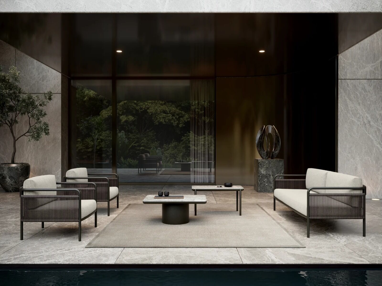 Link Round – stolik kawowy w elegancznej aranżacji outdoor