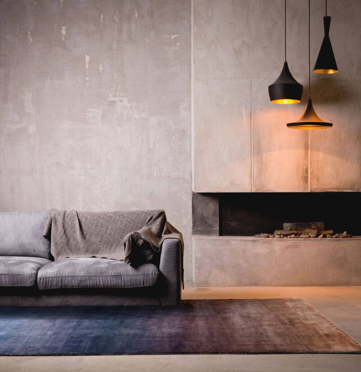 Hand-woven Purple Copper Ombre Sunset Rug