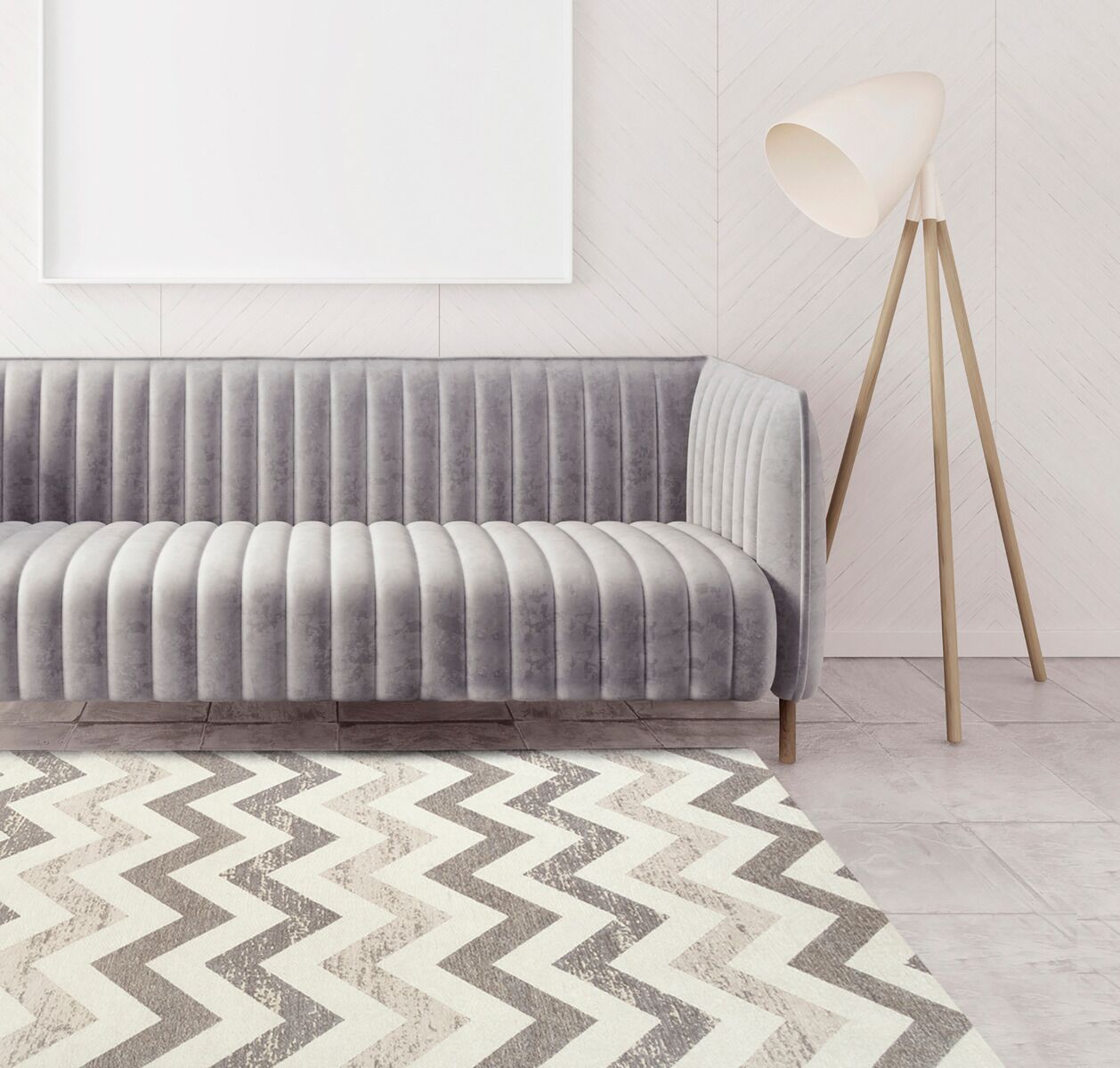 Easy-cleaning rug beige zigzag Vena