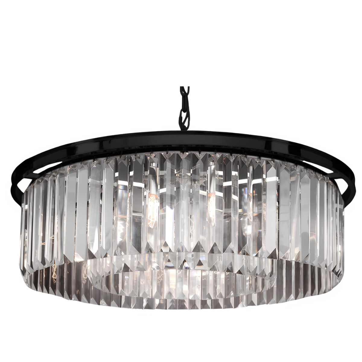 Duży czarny żyrandol glamour 80 cm