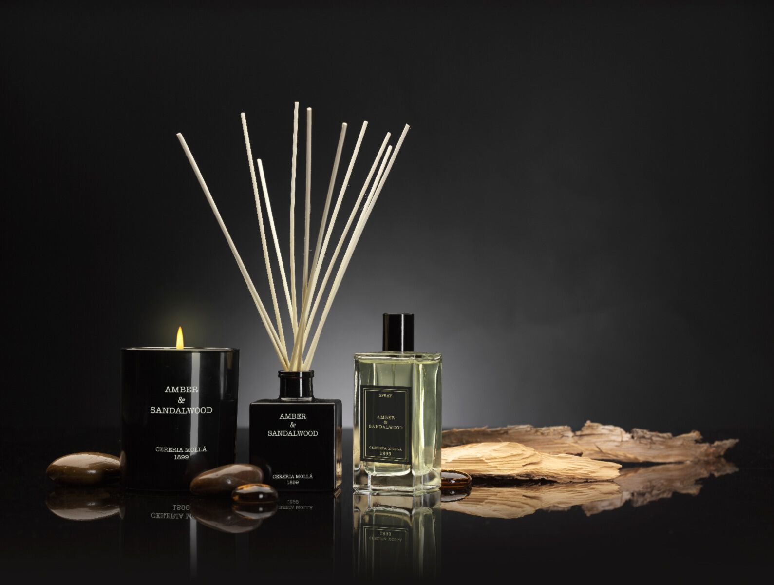DYFUZOR TRZCINOWY PREMIUM 100ml - Amber & Sandalwood
