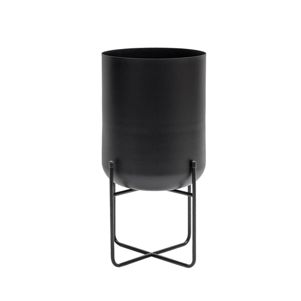 Stalowa donica Megara Black Small z matowym wykończeniem na stalowym stelażu