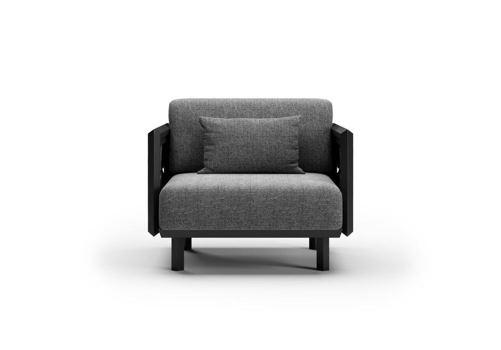 Sofa ogrodowa z technorattanu i aluminium widok z przodu

