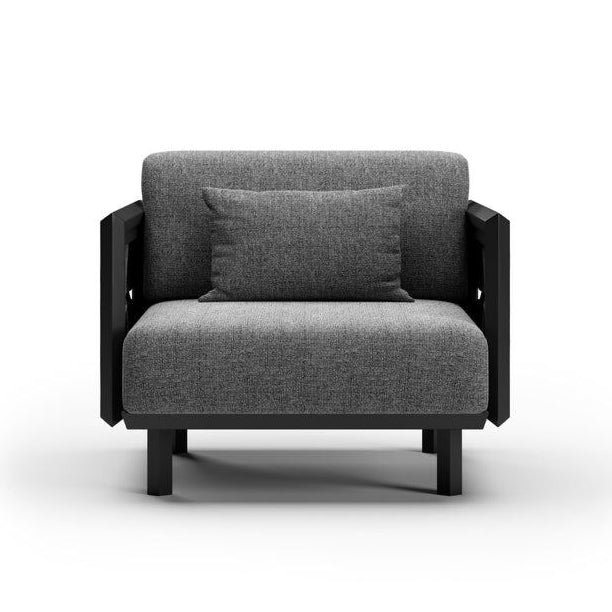 Sofa ogrodowa z technorattanu i aluminium widok z przodu

