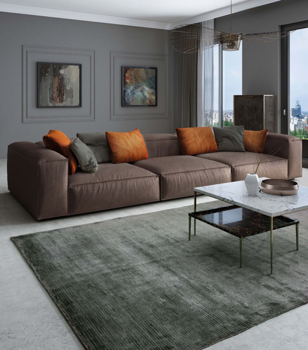 Hand-woven carpet green Celia