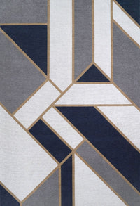 Gatsby Blue Art Deco Easy Clean Rug