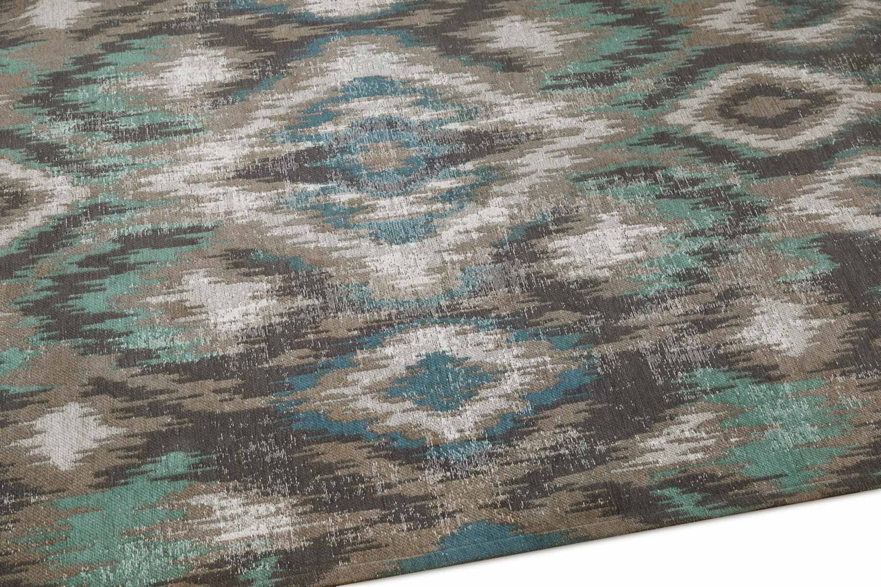 Easy-clean turquoise boho carpet Harput 160x230