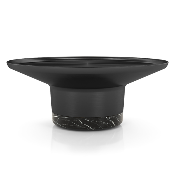 Stolik kawowy w kolorze czarnej szczotkowanej stali z marmurową podstawą 