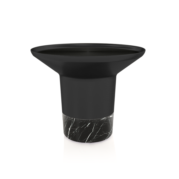 Stolik kawowy w kolorze czarnej szczotkowanej stali z marmurową podstawą 