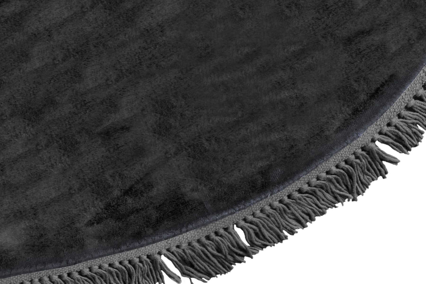 Hand-woven round rug, navy blue, modern, Luna