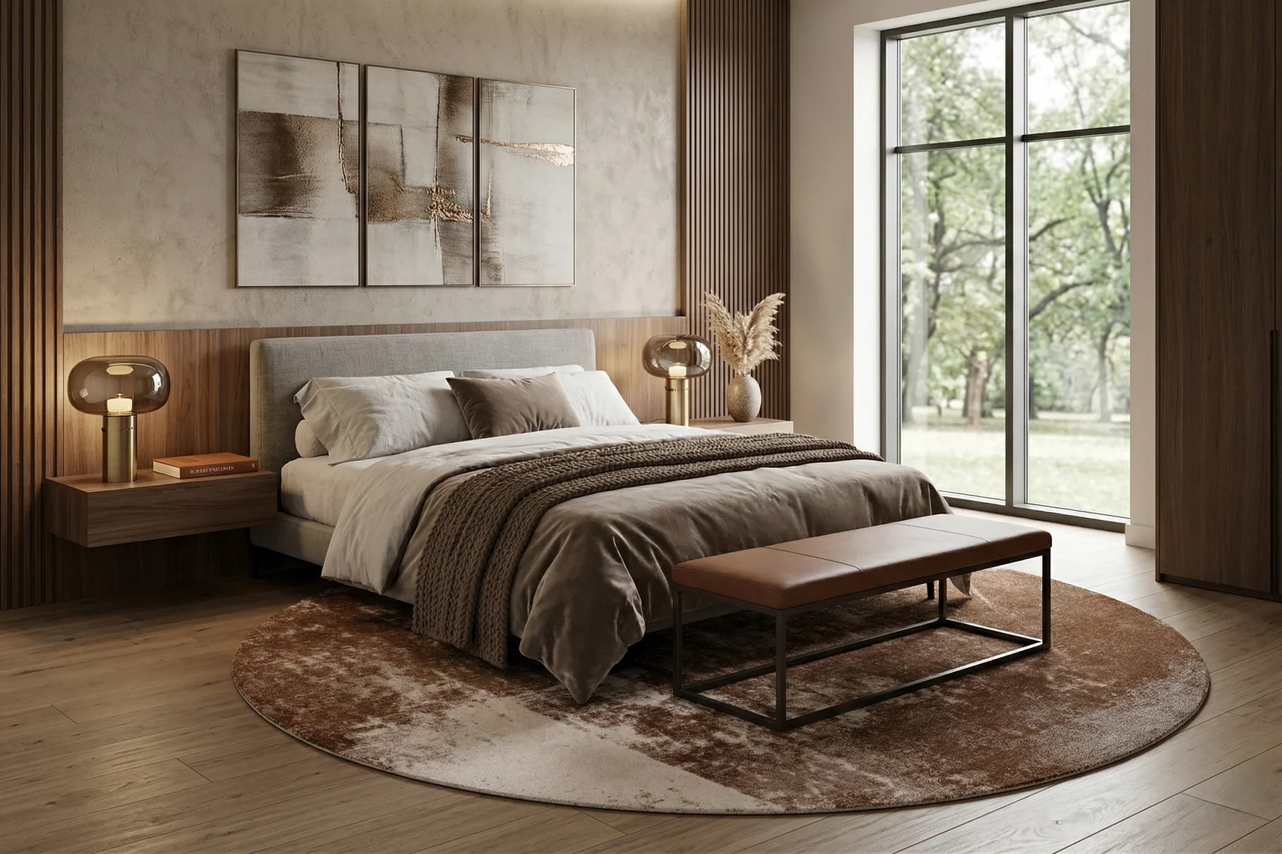 Rust Copper Round Rug