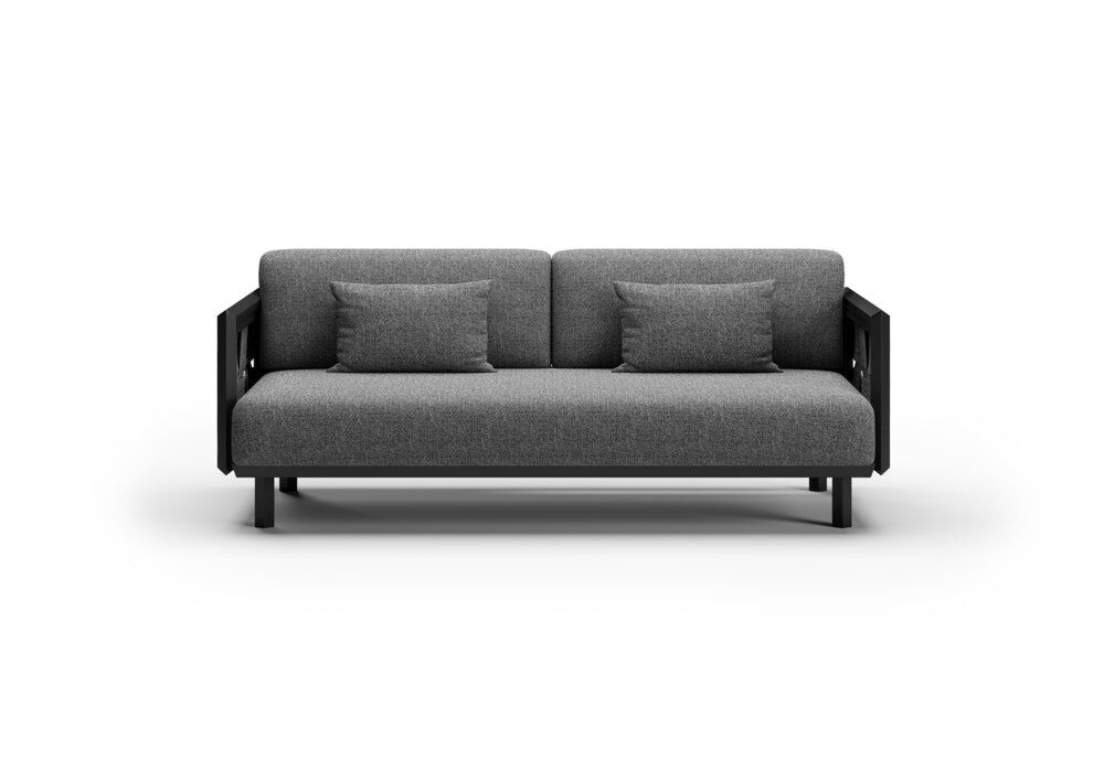 Sofa ogrodowa z technorattanu i aluminium widok z przodu

