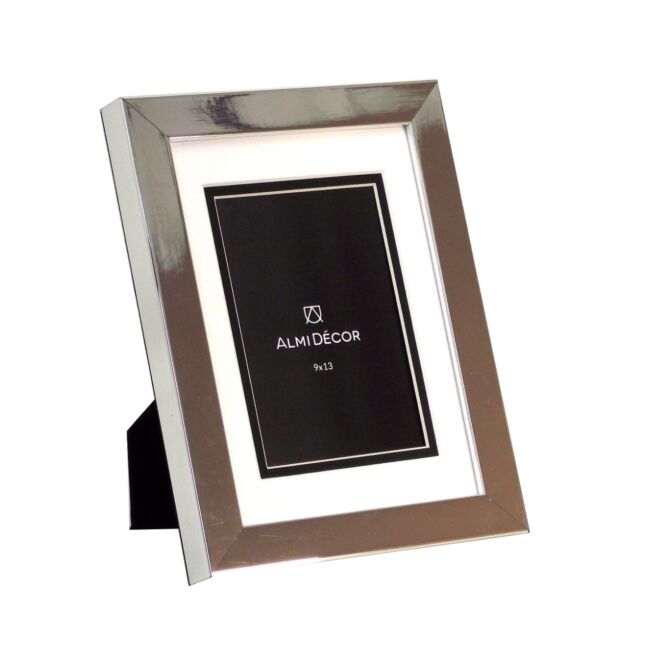 Ramka AlmiDecor 9x13 cm srebrna białe passe-partout