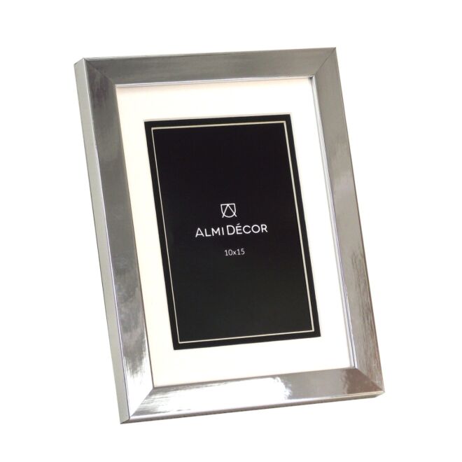 Ramka AlmiDecor 10x15 cm srebrna białe passe-partout