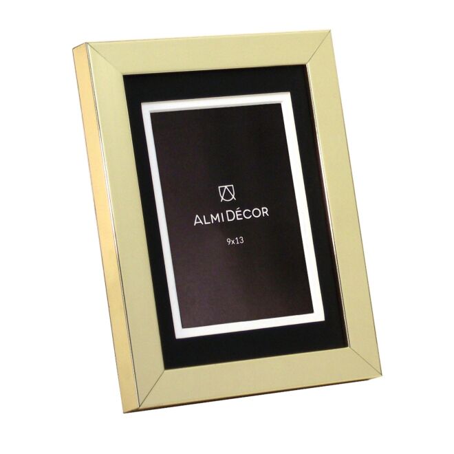 Ramka AlmiDecor 9x13 cm złota czarne passe-partout