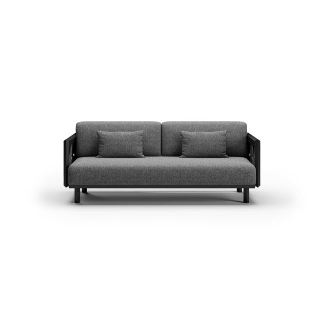 Sofa ogrodowa z technorattanu i aluminium widok z przodu

